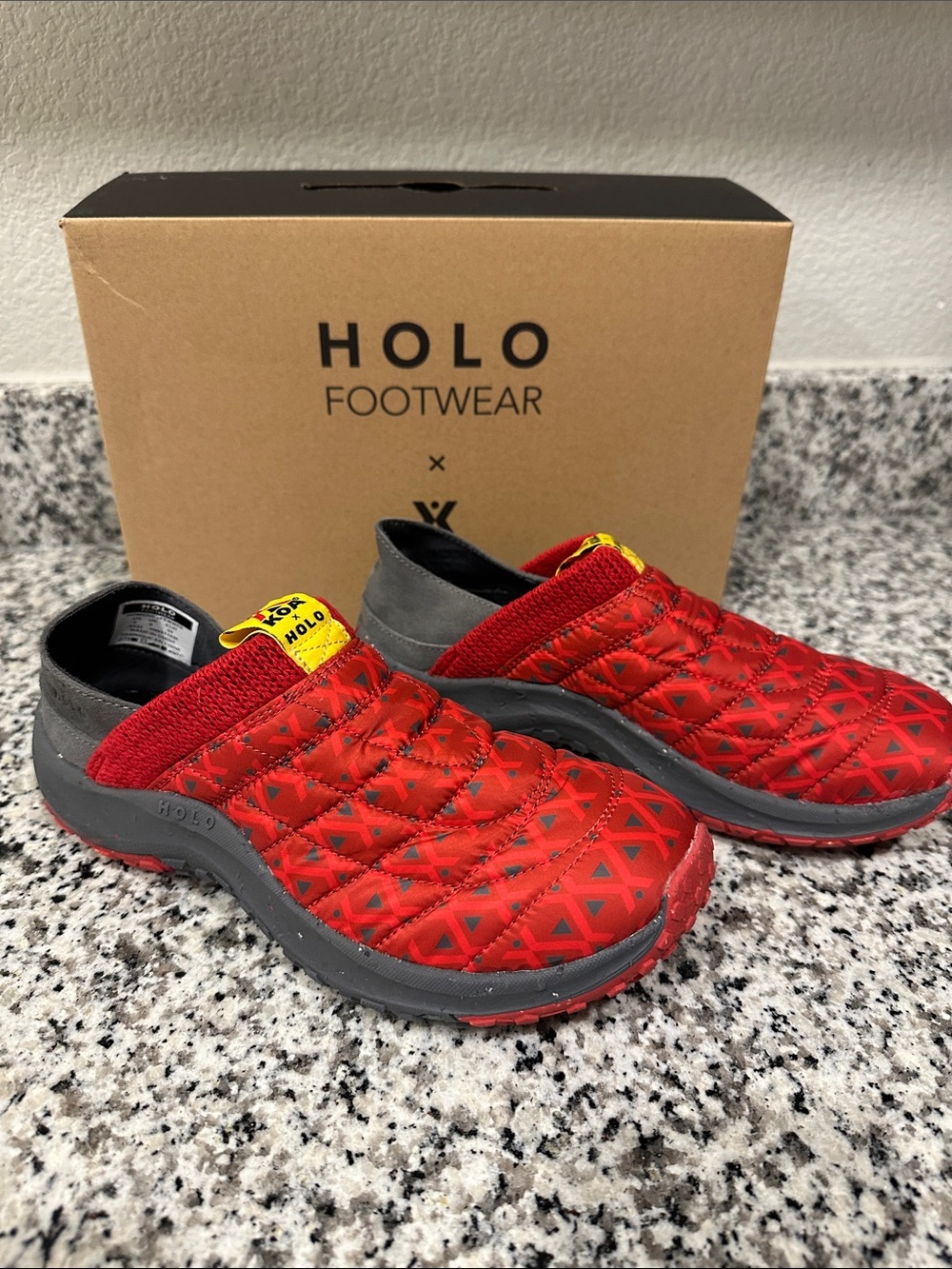 HOLO Women’s Red Quilted Slip-On Slippers
